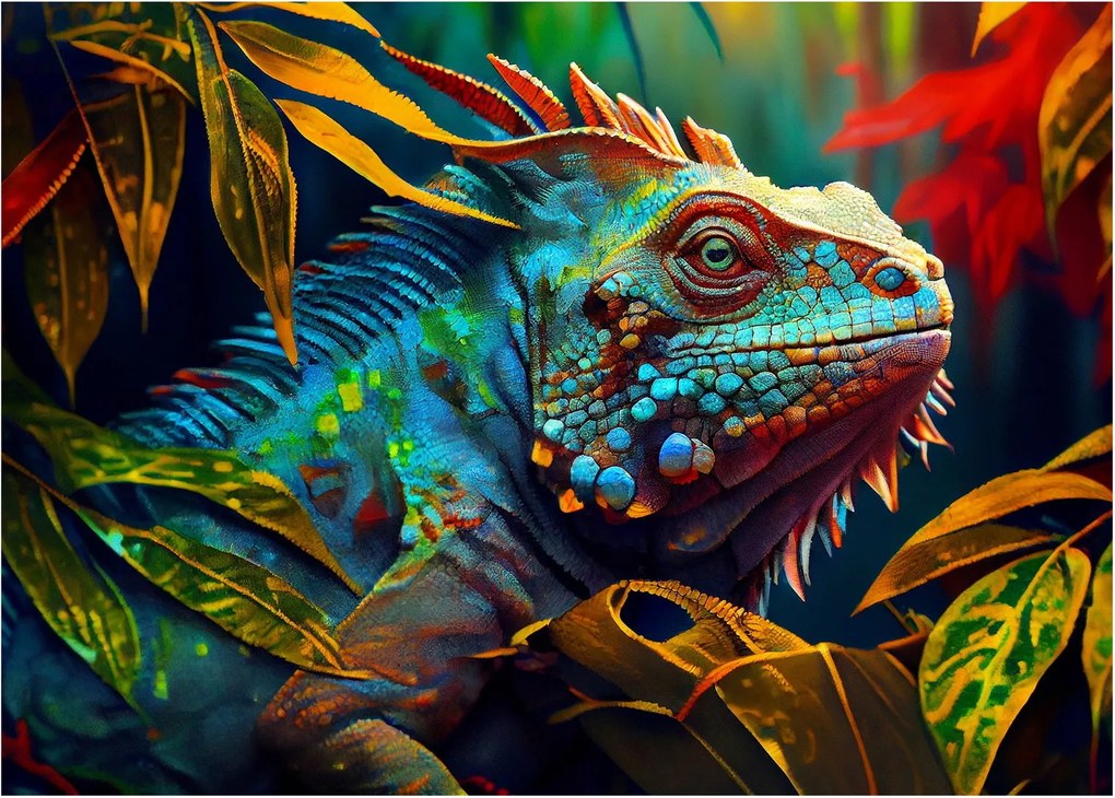 Tablou - Iguana colorată (70x50 cm)