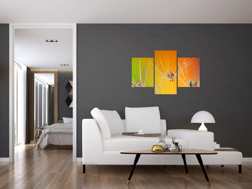 Tablou cu picături pe plantă (90x60 cm)