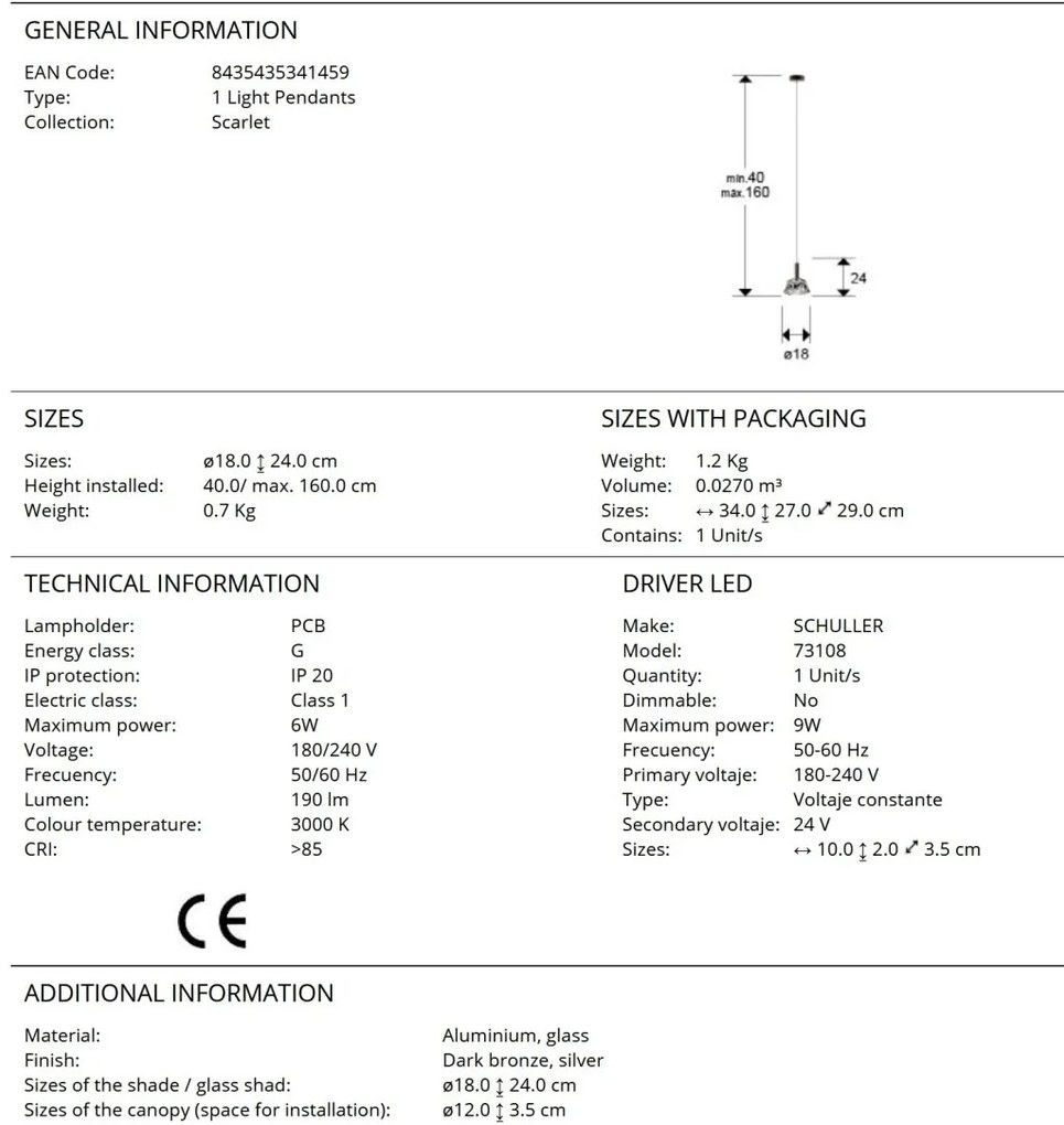 Pendul LED modern design decorativ Scarlet 1L silver