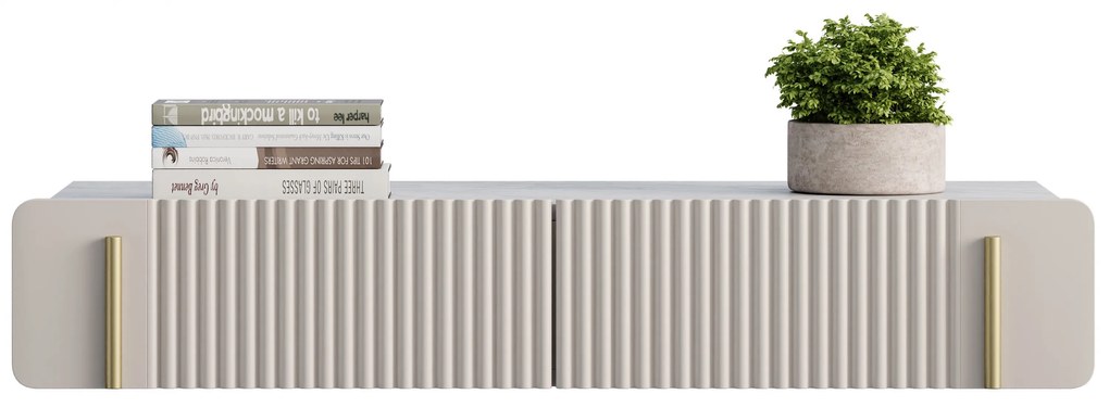 Masuta de toaleta suspendata Malmi 100 cm cu sertare - cashmir / crema bianca / gold