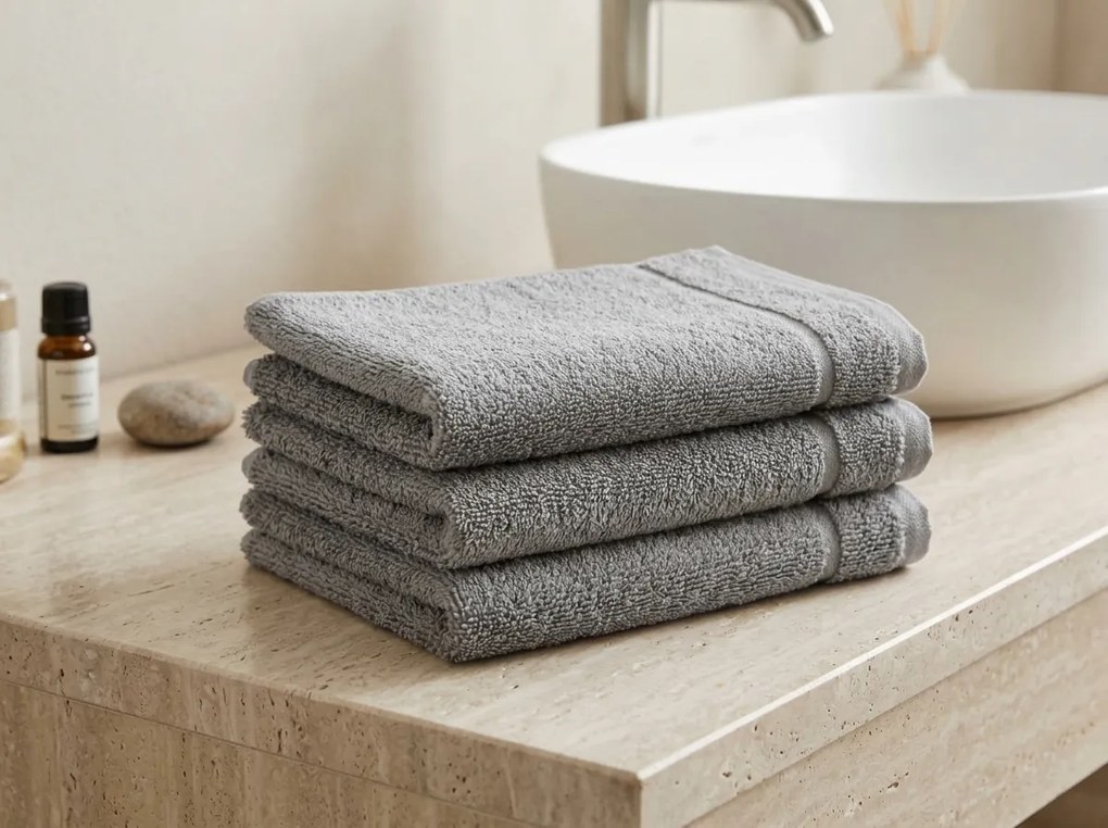 Prosop de maini Classic mic 30x50 cm gri deschis, 100% bumbac