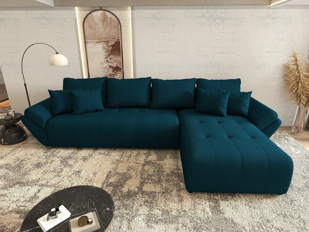 Colțar extensibil dumonde cu ladă de depozitare si sezut confortabil din spuma high-density, Berlin XL Enjoy Petrol 350x185 cm II