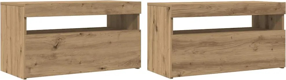 vidaXL Dulapuri TV 2 buc. cu LED stejar artizanal lemn prelucrat