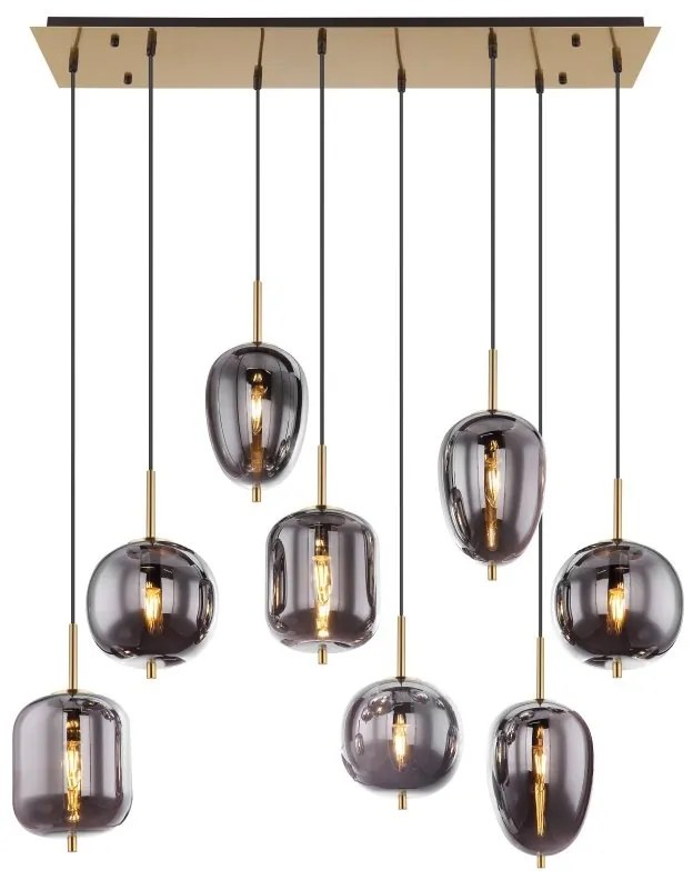 Lustra cu 8 pendule design modern Blacky I negru mat, alama