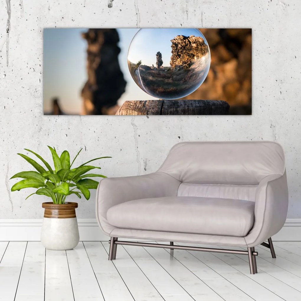 Tablou cu lupa și peisaj (120x50 cm)