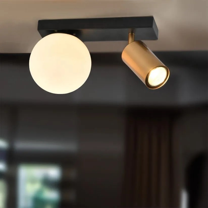 Spot LED Klausen Spoty AP2 Modern 27x16cm, Corp Iluminat Perete Alama Negru, Dubla Sursa E14 GU10, Lampa Ambientala Design Urban pentru Interior