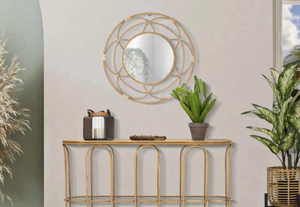 Oglinda decorativa cu finisaj natural din metal, ∅ 60 cm, Valencia Mauro Ferretti