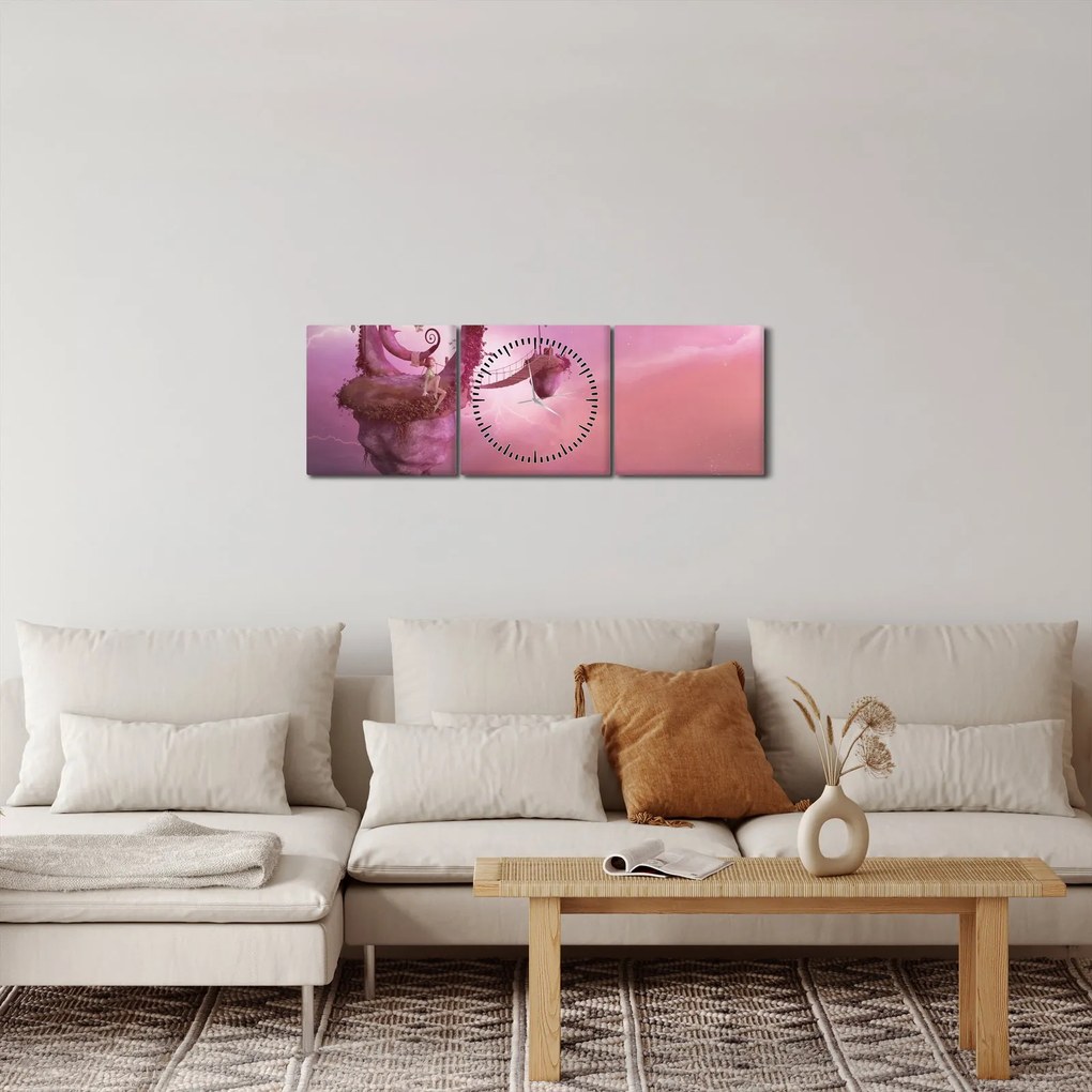 Tablou - Zână pe o insulă plutitoare (cu ceas) (90x30 cm)