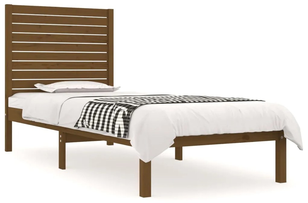 3104576 vidaXL Cadru de pat single, maro miere, 90x190 cm, lemn masiv