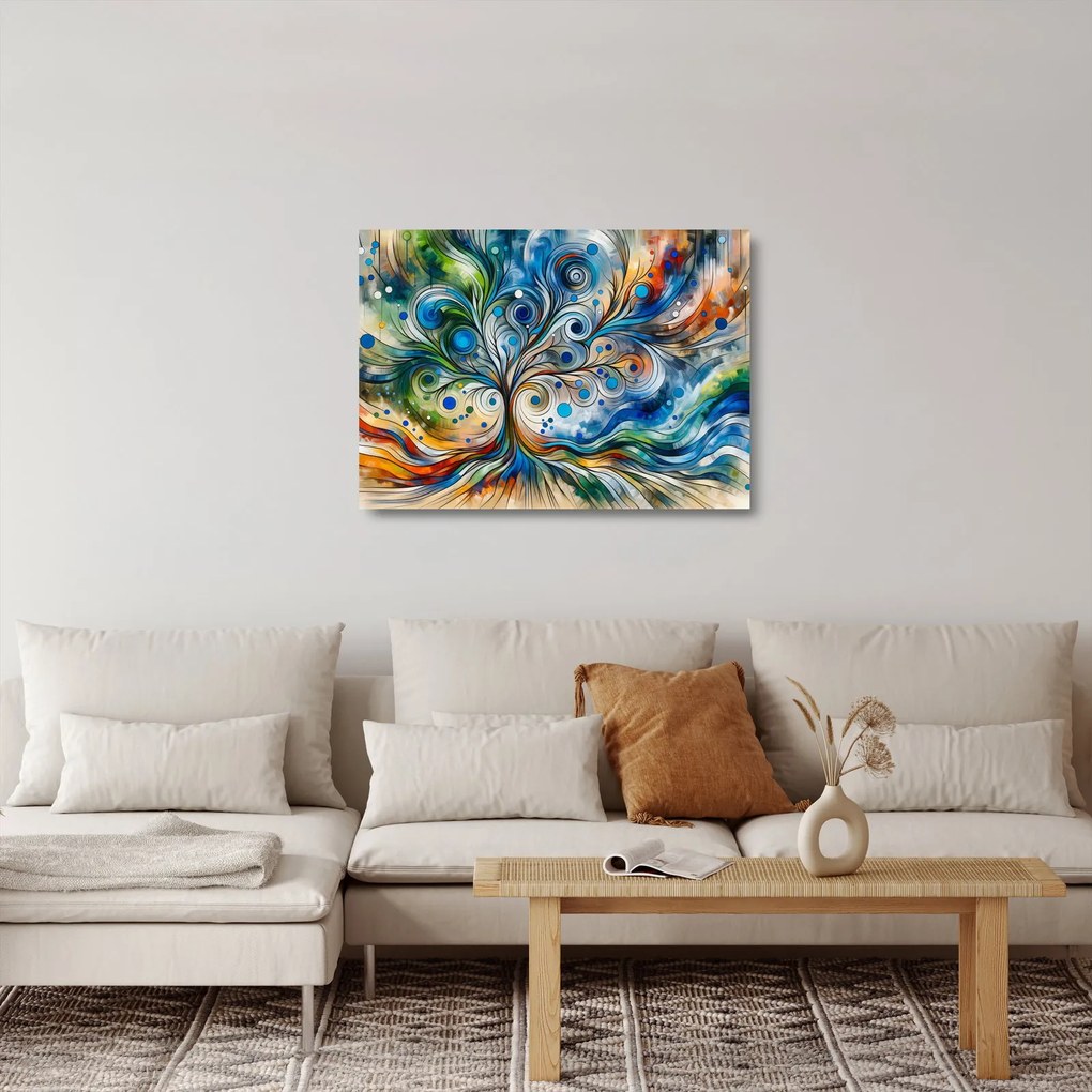 Tablou pe sticlă – Arbore energetic colorat (70x50 cm)