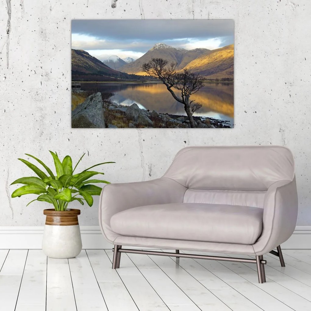 Tablou - Munții de lângă lac (90x60 cm)