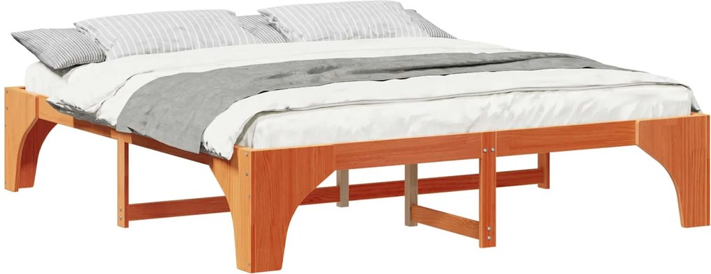 vidaXL Cadru de pat Maro 200 x 200 cm Lemn de pin masiv