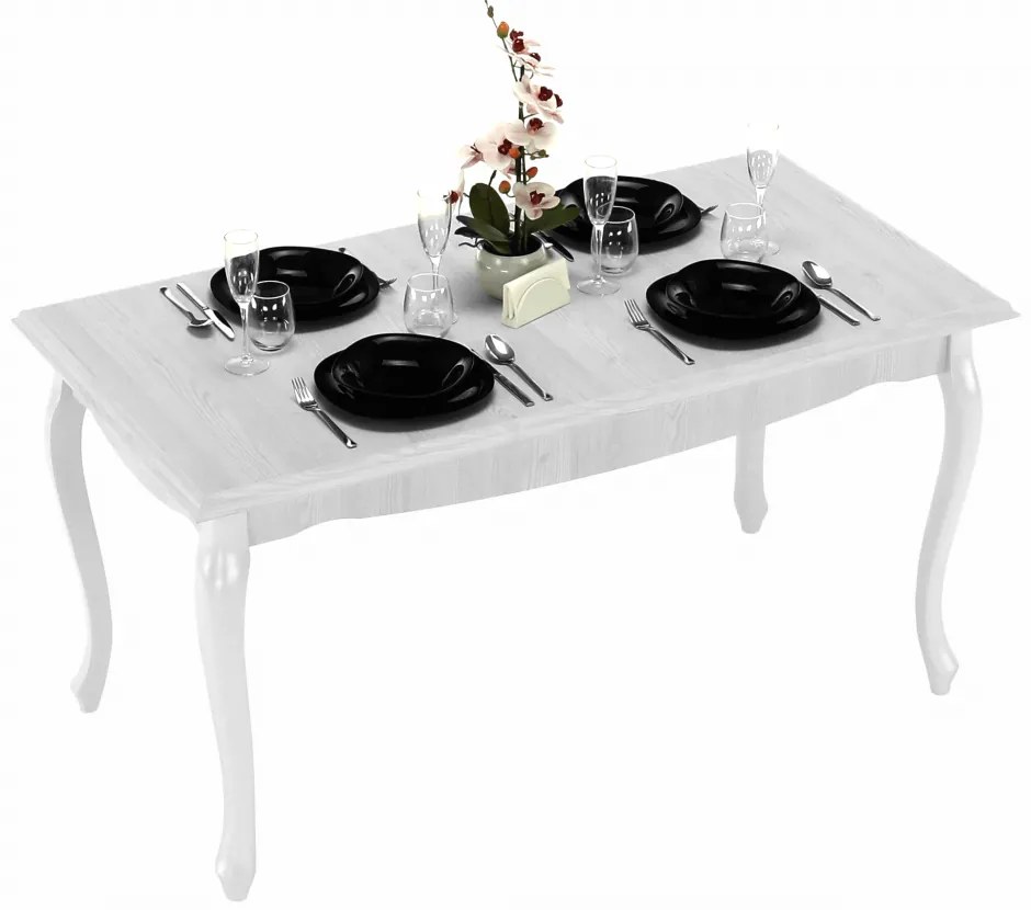 Masa dining DA19, pin alb, 146x76 cm, VILAR