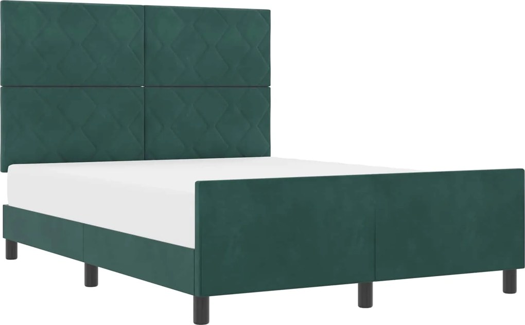 vidaXL Pat cu arcuri cu headboard Verde închis 140 x 190 cm Catifea