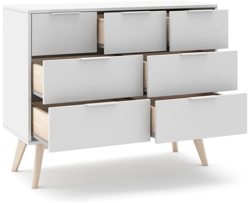 Comodă albă joasă 120x83 cm Campus – Marckeric