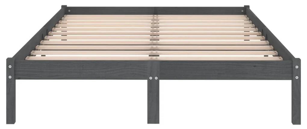 Cadru de pat UK Double, gri, 135x190 cm, lemn masiv de pin Gri, 135 x 190 cm