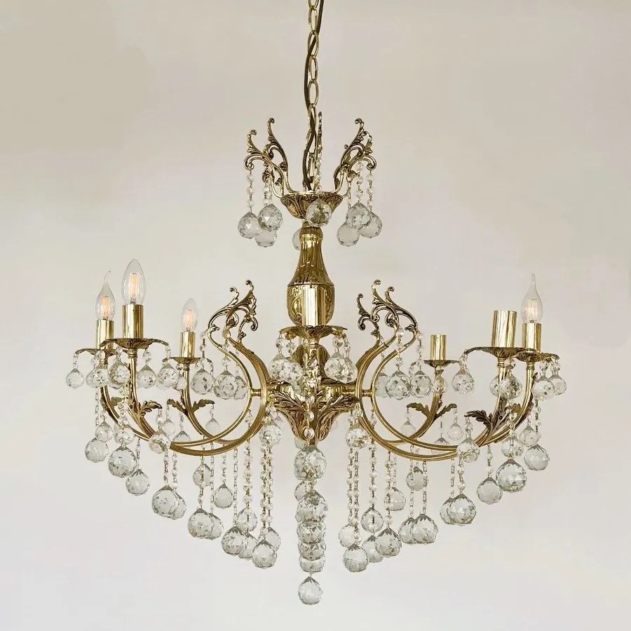 Lustra Tila cu 8 Brate, Desing Baroc, French Gold Antic, Alama si Metal - Bussy Lighting 0158-78-08Z