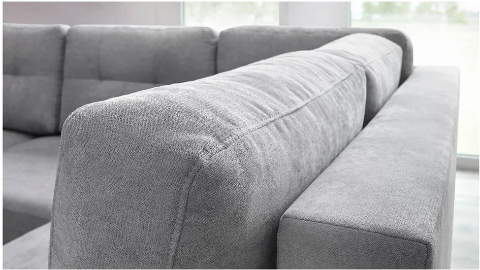 Colțar extensibil cu șezlong pe partea dreaptă Bobochic Paris Balio, gri