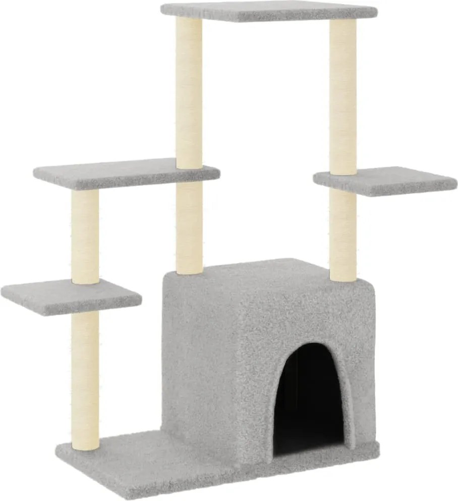vidaXL Ansamblu pisici, stâlpi din funie sisal, gri deschis, 97,5 cm