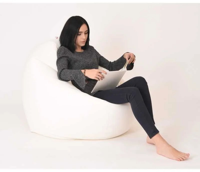 Fotoliu Relaxo XL , Material Piele ecologica - Alb