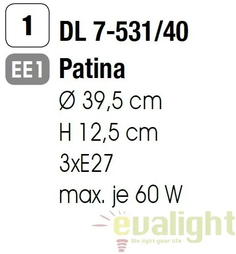 Plafoniera stil clasic diam.40cm Aida DL 7-531/40 Patina OR