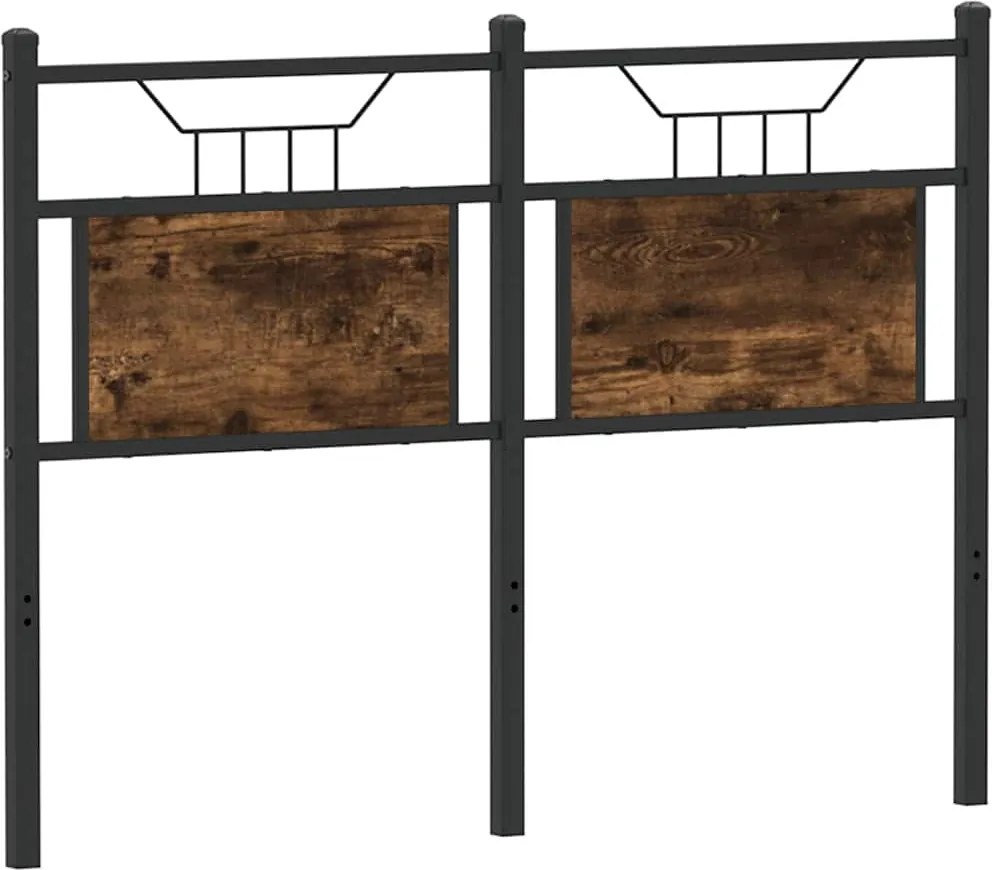 vidaXL Tăblie de pat de schimb, stejar fumuriu, 120 cm, lemn prelucrat și oțel