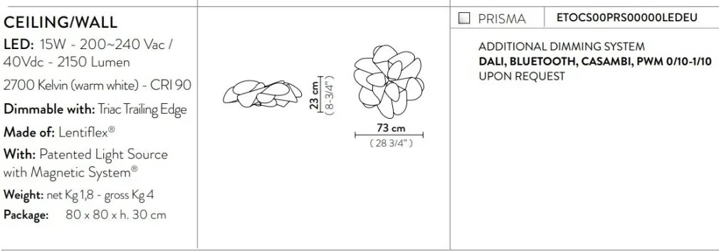 Aplica de perete sau tavan LED realizata manual Etoile Prisma