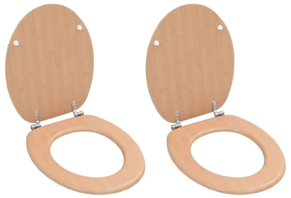 vidaXL Capace WC, 2 buc., MDF, model bambus
