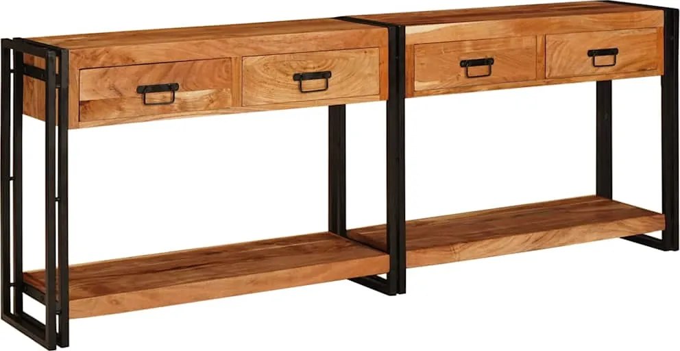vidaXL Mese consolă 2 pcs Maro 200 x 33 x 75 cm Lemn Solid de Acacia