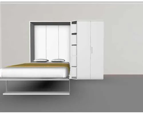 Set pat rabatabil dublu cu un dulap si o minibiblioteca - Royal Single Big Wardrobe Set(150X200)