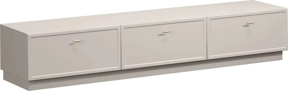 Comodă TV cu sertare Lorini 200 cm - cașmir / mânere aurii T-bar