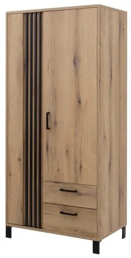 Dulap de haine Neo NE8 (Stejar evoke + Negru mat). 1048504