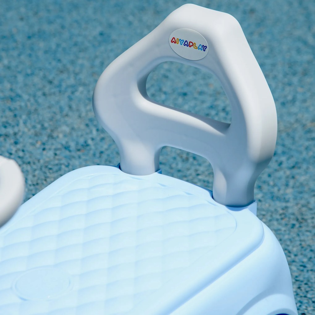 AIYAPLAY Mașinuță de împins pentru copii, protecție anti-răsturnare, spătar, claxon, scaun antiderapant, albastru deschis | Aosom Romania