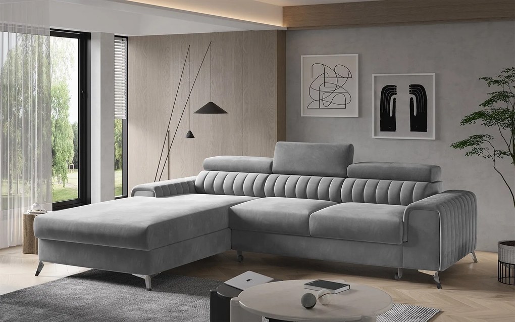 Colțar lemn masiv Gray Extensibil Ladă de Depozitare Personalizabil, 278 × 205 × 92 cm - Nube 45, Stânga