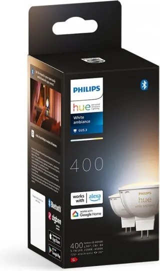 Set de 4 becuri LED dimabile Philips Hue WA GU5,3/MR16/5,1W/12V 2200-6500K