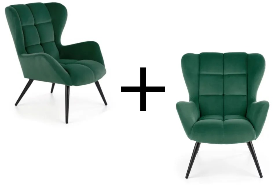 Expedo Action Set 1+1 fotoliu THEODORIS, 75x91x86, verde închis