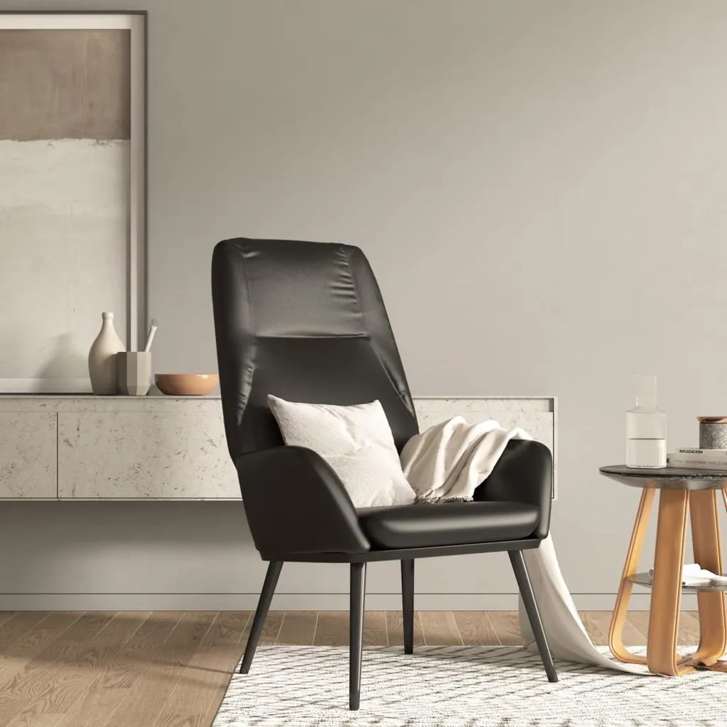 341364 vidaXL Scaun de relaxare, negru, piele artificială lucioasă