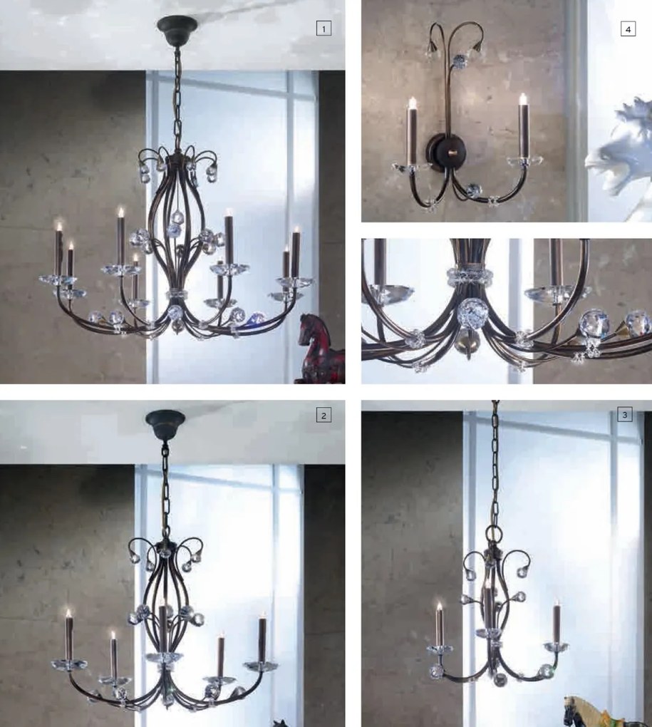 Candelabru elegant de lux cristal Swarovski Eremitage 8L antique
