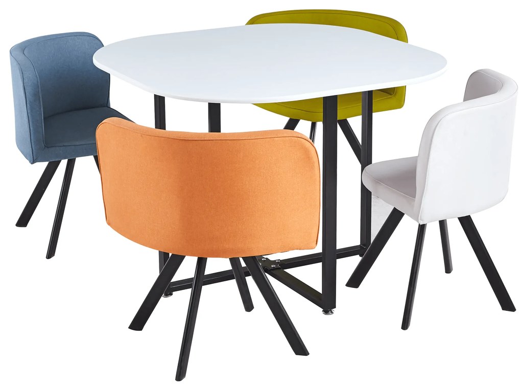 Set de mobilier dining 1+4, alb/culori mixte, BEVIS NEW