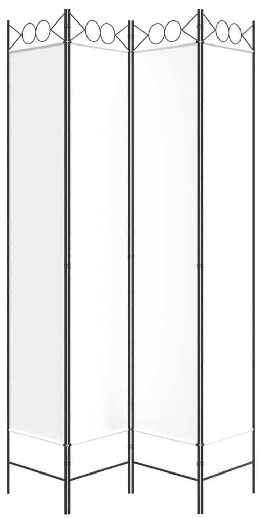 Paravan de camera cu 4 panouri, alb, 160x220 cm, textil Alb, 160 x 220 cm, 1