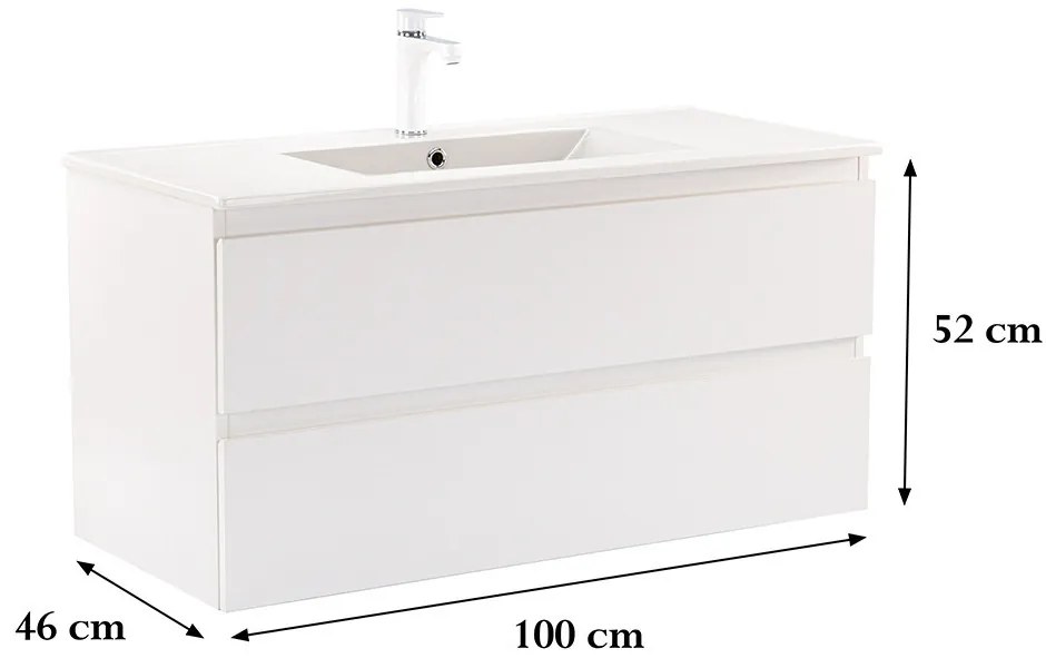 Dulap inferior Vario Forte 100 cu lavoar alb-alb