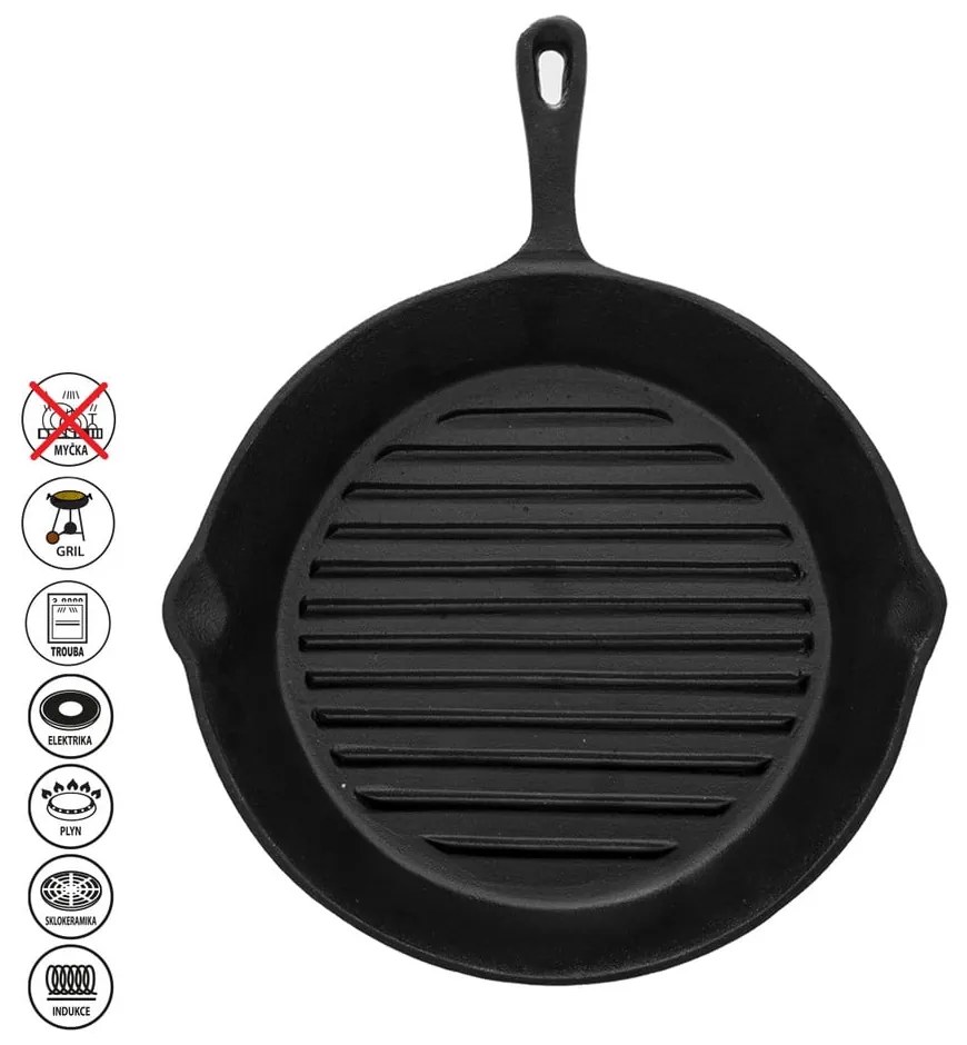 Tigaie tip grill din fontă ø 24 cm Litina – Orion