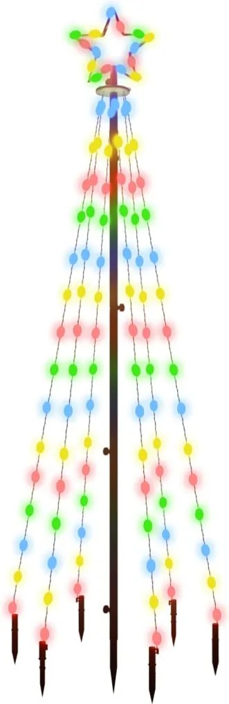 vidaXL Brad de Crăciun, 108 LED-uri multicolore, 180 cm, cu țăruș