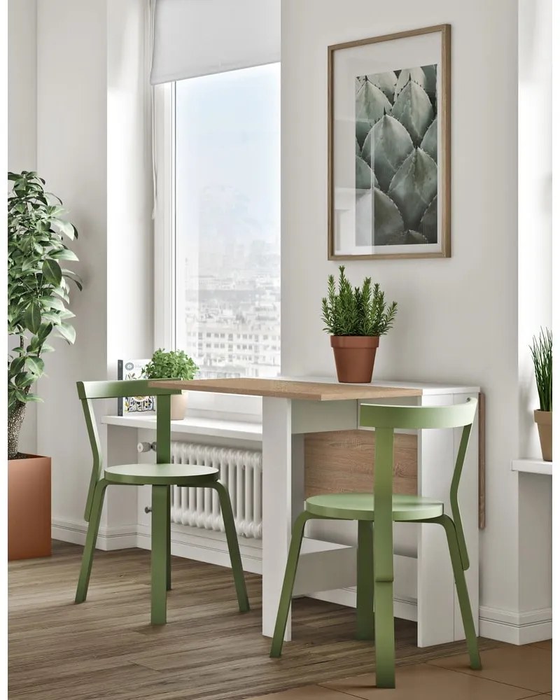 Masă de dining extensibilă cu blat cu aspect de lemn de stejar 76x28 cm Papillon – TemaHome