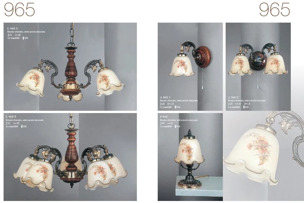 Candelabru clasic cu 5 brate design italian 965
