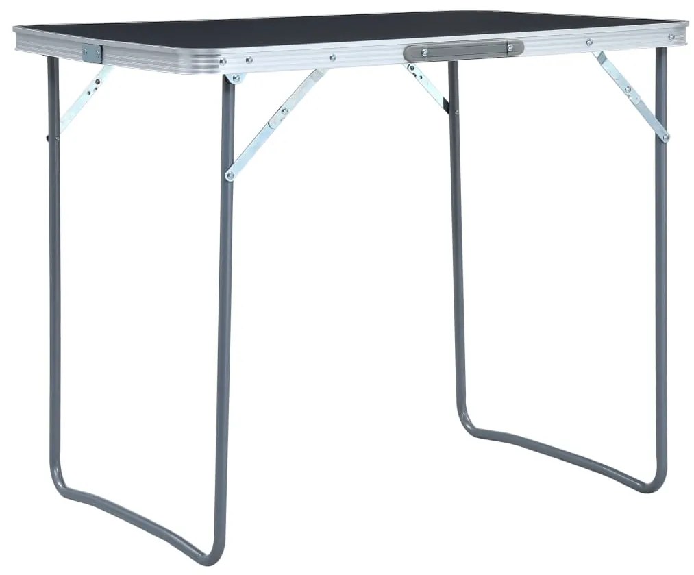 vidaXL Masă de camping pliabilă cu cadru metalic, gri, 80 x 60 cm