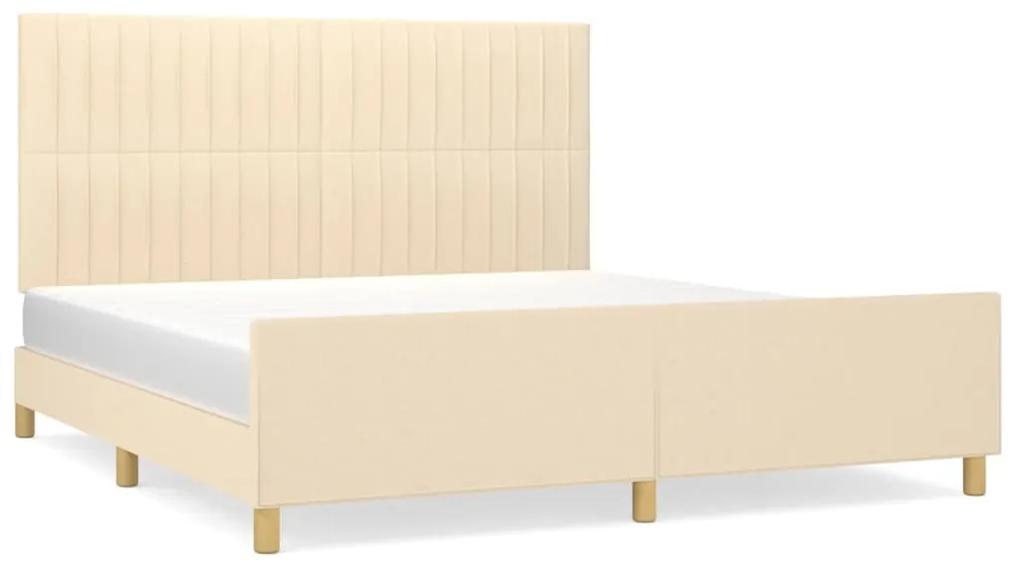 3125240 vidaXL Cadru de pat cu tăblie, crem, 180x200 cm, textil