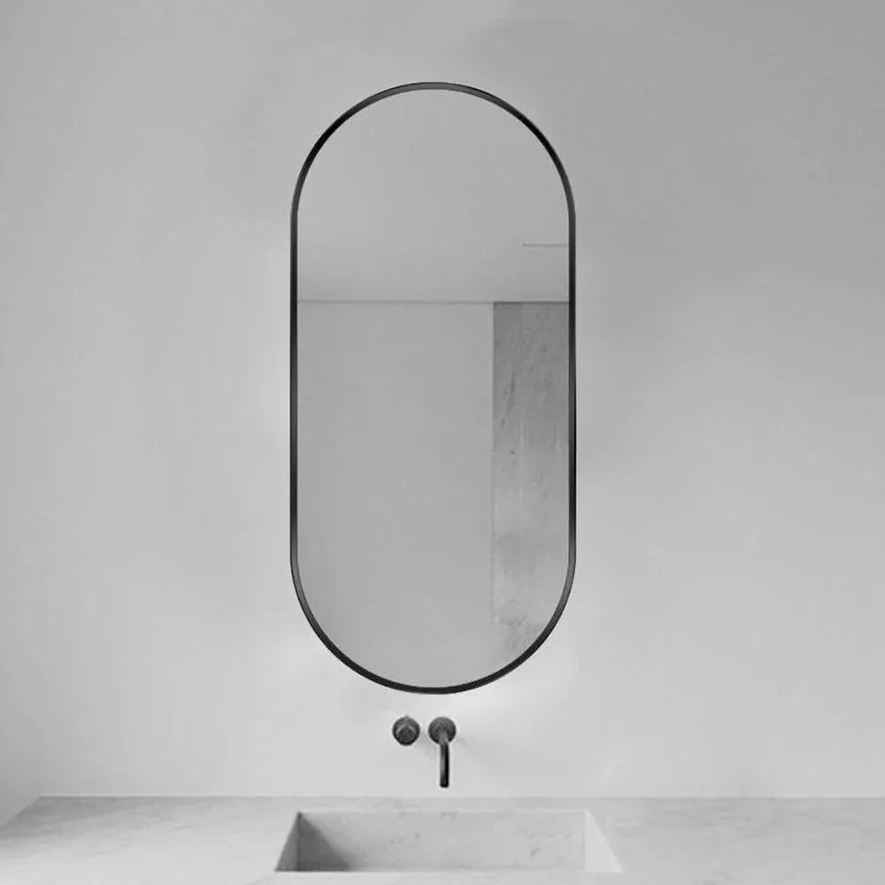 Oglinda ovala 70 cm Rea rama metalica neagra KLMR-3570