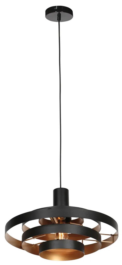 Retro hanglamp zwart rond - Halo Cirque