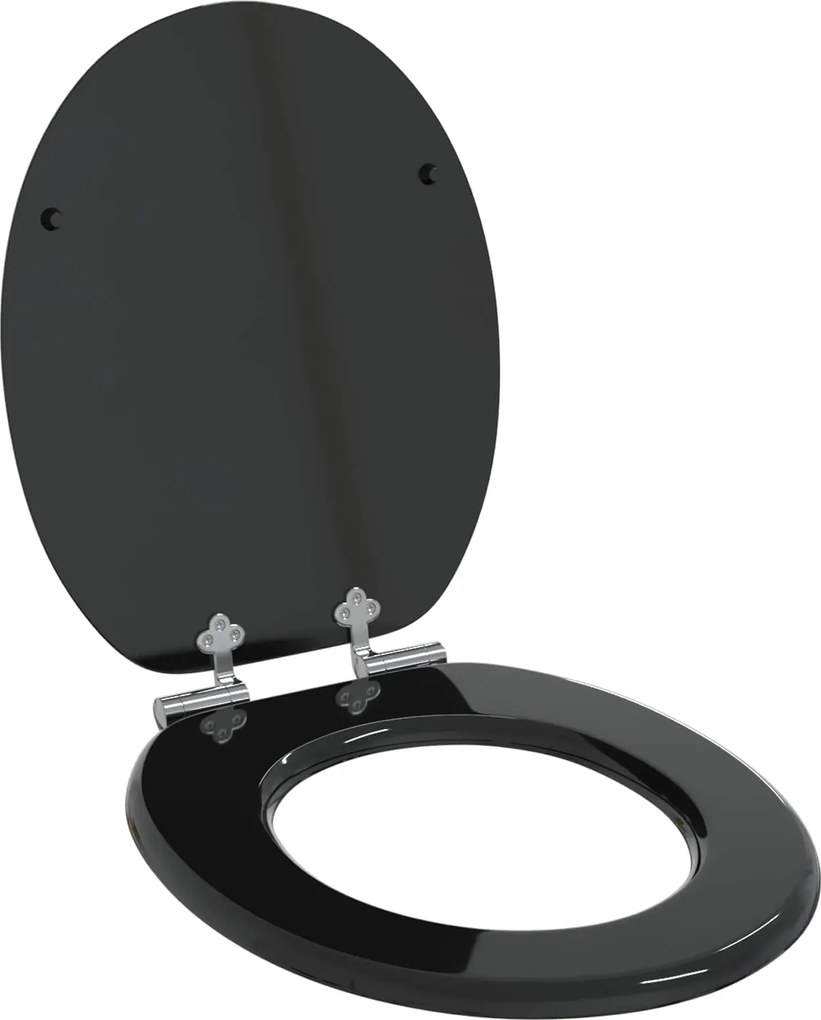 vidaXL Capac de toaletă cu închidere lentă Negru 44 x 38 cm Placă MDF